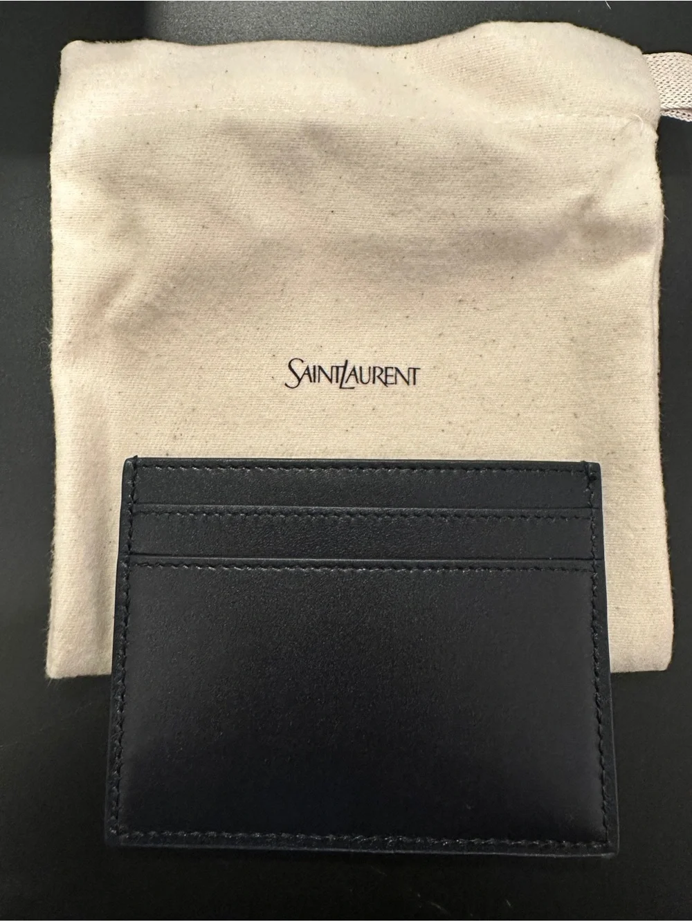 Saint Laurent Black Leather Slim Card Sleeve